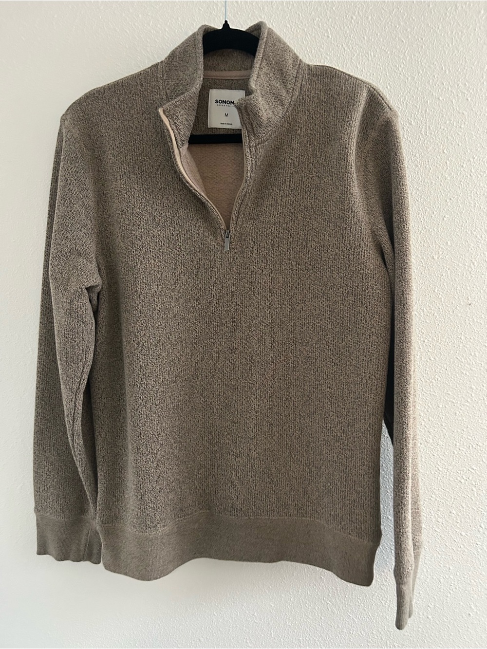 Sonoma Men's Quarter-Zip Sweater in Taupe Heather